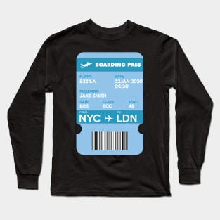 Boarding Pass from NYC to LDN Long Sleeve T-Shirt